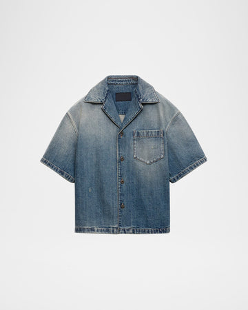 Men's Denim Boxy-Fit Bowling Shirt