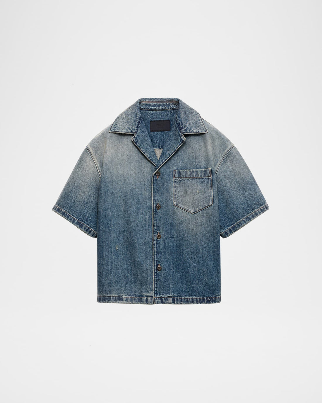 Men's Denim Boxy-Fit Bowling Shirt