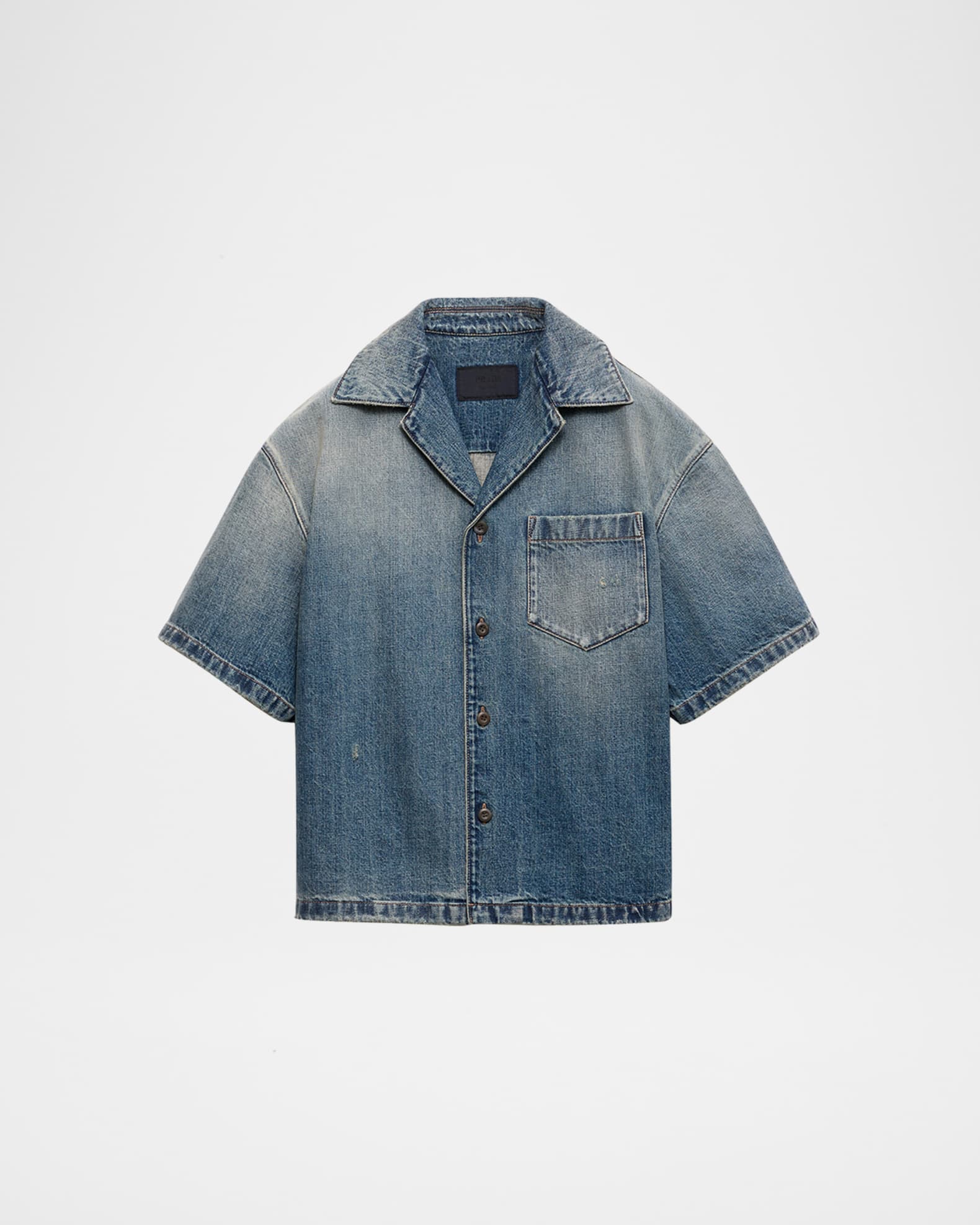 Men's Denim Boxy-Fit Bowling Shirt